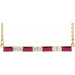 Ladies Natural Ruby Natural Diamond Bar Necklace (I1, G-H) — 14K Yellow Gold