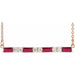 Ladies Natural Ruby Natural Diamond Bar Necklace (I1, G-H) — 14K Rose Gold