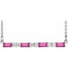 Ladies Natural Pink Tourmaline Natural Diamond Bar Necklace (I1, G-H) — Sterling Silver