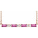 Ladies Natural Pink Tourmaline Natural Diamond Bar Necklace (I1, G-H) — 14K Rose Gold