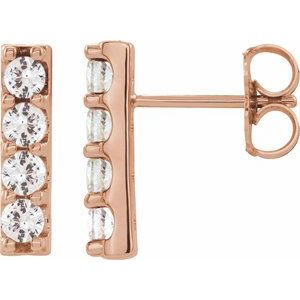 Ladies Natural Diamond Bar Earrings — 14K Rose Gold
