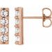 Ladies Natural Diamond Bar Earrings — 14K Rose Gold