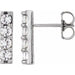 Ladies Natural Diamond Bar Earrings — Sterling Silver