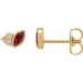 Ladies Natural Ruby Natural Diamond Earrings — 14K Yellow Gold