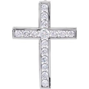 Ladies Natural Diamond Cross Pendant — Platinum