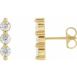 Ladies Natural Diamond Bar Earring — 14K Yellow Gold
