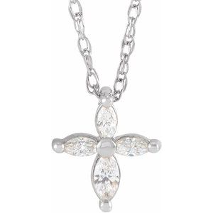 Ladies Natural Diamond Cross Necklace (I1, GHI) — Sterling Silver