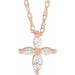 Ladies Natural Diamond Cross Necklace (I1, GHI) — 14K Rose Gold