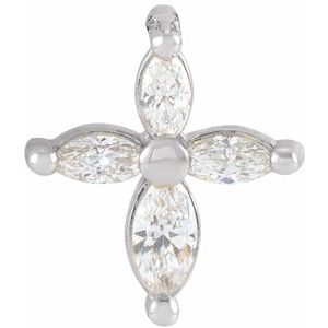 Ladies Natural Diamond Cross Pendant — 14K White Gold