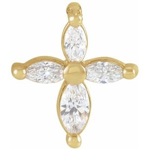 Ladies Natural Diamond Cross Pendant — 14K Yellow Gold