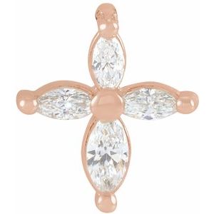 Ladies Natural Diamond Cross Pendant — 14K Rose Gold