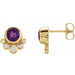 Ladies Natural Amethyst Natural Diamond Earrings — 14K Yellow Gold