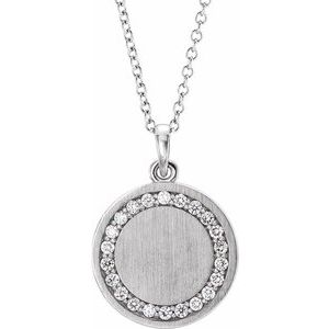 Ladies Natural Diamond Engravable Necklace (I1, G-H) — Sterling Silver