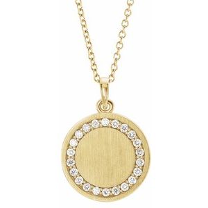 Ladies Natural Diamond Engravable Necklace (I1, G-H) — 14K Yellow Gold