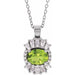 Ladies Natural Peridot Natural Diamond Necklace (I1, G-H, Ghi) — Sterling Silver