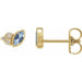 Ladies Natural Aquamarine Natural Diamond Earrings — 14K Yellow Gold