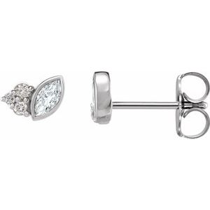 Ladies Natural Diamond Earrings — Sterling Silver