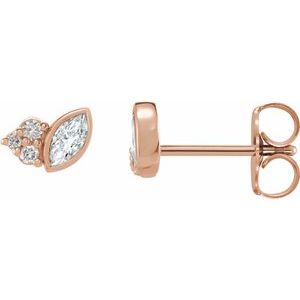 Ladies Natural Diamond Earrings — 14K Rose Gold