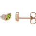 Ladies Natural Peridot Natural Diamond Earrings — 14K Rose Gold
