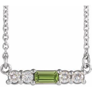 Ladies Natural Peridot Natural Diamond Necklace (I1, G-H) — Sterling Silver
