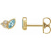 Ladies Natural Blue Zircon Natural Diamond Earrings — 14K Yellow Gold