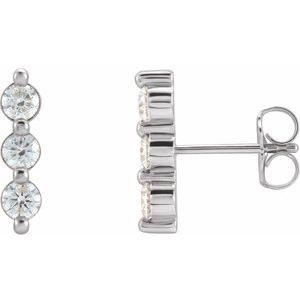 Ladies Natural Diamond Bar Earring — Sterling Silver