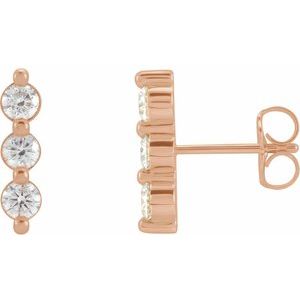 Ladies Natural Diamond Bar Earring — 14K Rose Gold