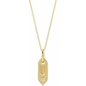 Ladies Natural Diamond Initial J Necklace (I1, H+) — 14K Yellow Gold
