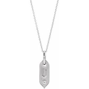Ladies Natural Diamond Initial J Necklace (I1, H+) — 14K White Gold