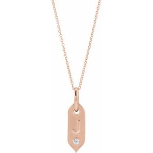 Ladies Natural Diamond Initial J Necklace (I1, H+) — 14K Rose Gold