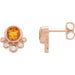Ladies Natural Citrine Natural Diamond Earrings — 14K Rose Gold