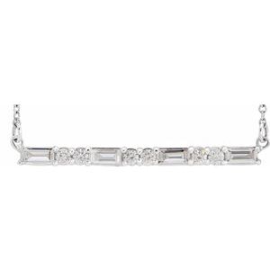 Ladies Natural Diamond Bar Necklace (Si2-Si3, Ghi) — Sterling Silver