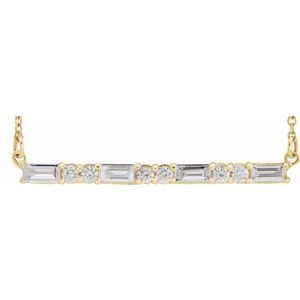 Ladies Natural Diamond Bar Necklace (Si2-Si3, Ghi) — 14K Yellow Gold