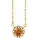Ladies 3 mm Natual Citrine Natual Diamond Necklace (I1, G-H) — 14K Yellow Gold