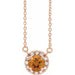 Ladies 3 mm Natual Citrine Natual Diamond Necklace (I1, G-H) — 14K Rose Gold