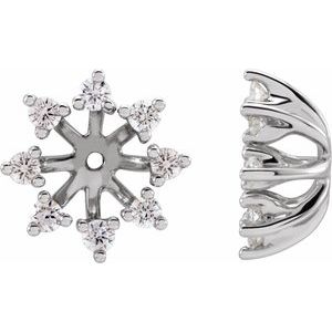 Ladies 6 mm ID Natural Diamond Earring Jackets — 14K White Gold