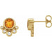 Ladies Natural Citrine Natural Diamond Earrings — 14K Yellow Gold