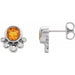 Ladies Natural Citrine Natural Diamond Earrings — Sterling Silver