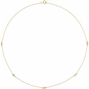 Ladies Natural Diamond 5-Station Necklace (I1, H+) — 14K Yellow Gold