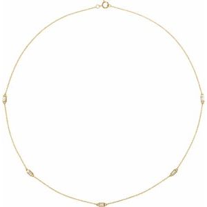 Ladies Natural Diamond 5-Station Necklace (I1, H+) — 14K Yellow Gold