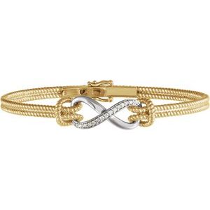 Ladies 14K Yellow/ Natural Diamond Bangle 7 1/2” Bracelet (I1, H+) — 14K Yellow/White Gold