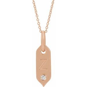 Ladies Natural Diamond Initial Z Necklace (I1, H+) — 14K Rose Gold