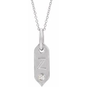 Ladies Natural Diamond Initial Z Necklace (I1, H+) — 14K White Gold