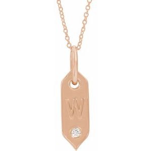 Ladies Natural Diamond Initial W Necklace (I1, H+) — 14K Rose Gold