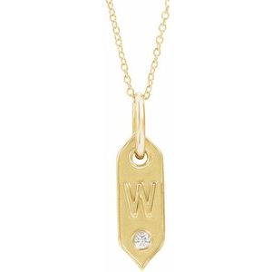 Ladies Natural Diamond Initial W Necklace (I1, H+) — 14K Yellow Gold