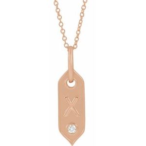 Ladies Natural Diamond Initial X Necklace (I1, H+) — 14K Rose Gold