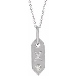 Ladies Natural Diamond Initial X Necklace (I1, H+) — 14K White Gold