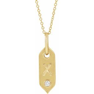 Ladies Natural Diamond Initial X Necklace (I1, H+) — 14K Yellow Gold