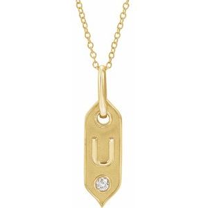 Ladies Natural Diamond Initial U Necklace (I1, H+) — 14K Yellow Gold