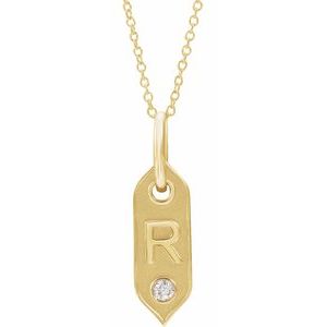 Ladies Natural Diamond Initial R Necklace (I1, H+) — 14K Yellow Gold